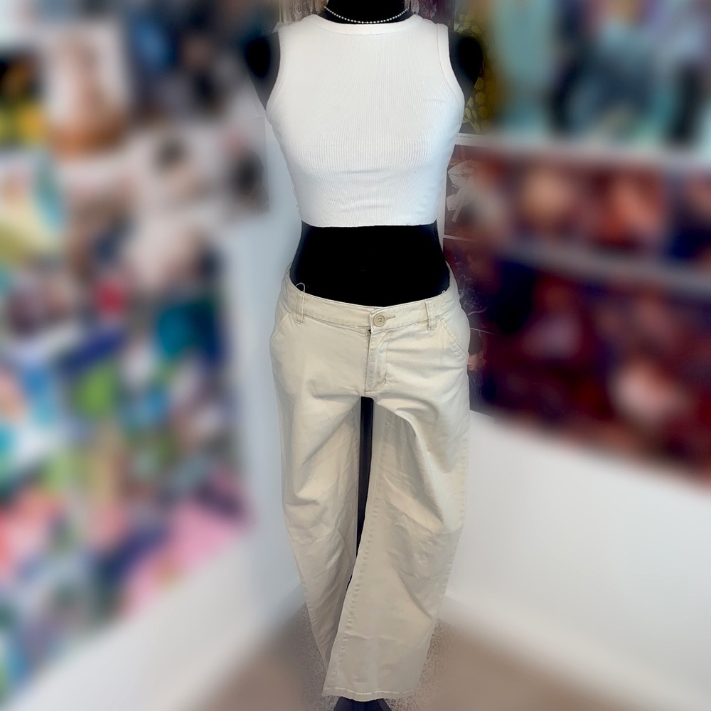 Khaki Low-Rise Pants